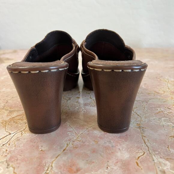 Nicole Brown Leather Loafer Slip On Clog Mules 90s Academia Vintage Tassel 6.5 - Picture 4 of 11